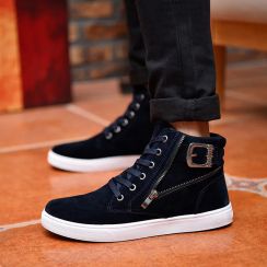 Belt Buckle Tide Mens High Top Casual Mens Shoes